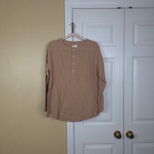 Mus & Bombon Dogoda Henley Long Sleeve Shirt in Tostado Size S